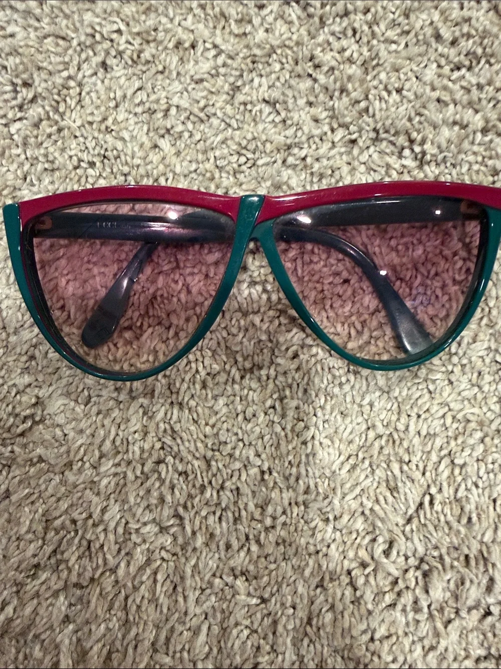 Gucci Green Frame with Red Brow Pink Lens Cat-Eye Sunglasses